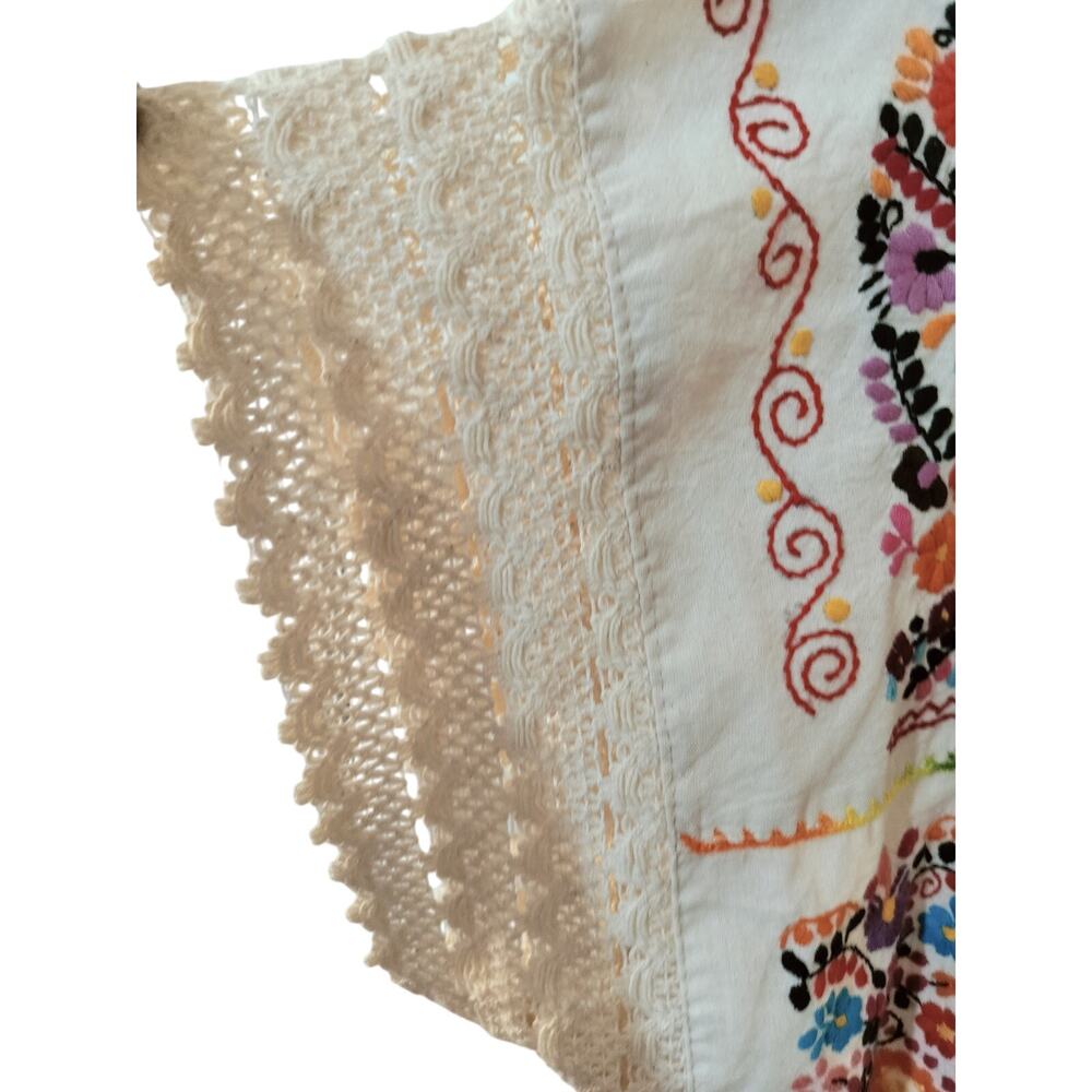 5624)Traditional Mexican Floral Embroidery Handmade Cotton Peasant Boho Top M/L? - Picture 5 of 7